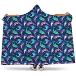 Colorful Dolphin Pattern Print Hooded Blanket