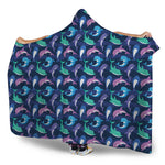 Colorful Dolphin Pattern Print Hooded Blanket