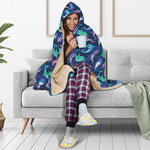 Colorful Dolphin Pattern Print Hooded Blanket