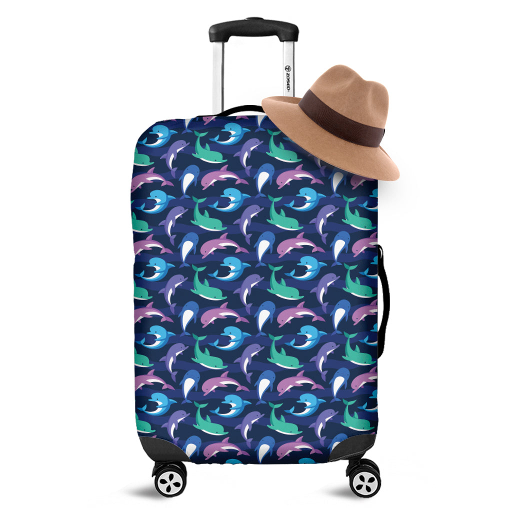 Colorful Dolphin Pattern Print Luggage Cover