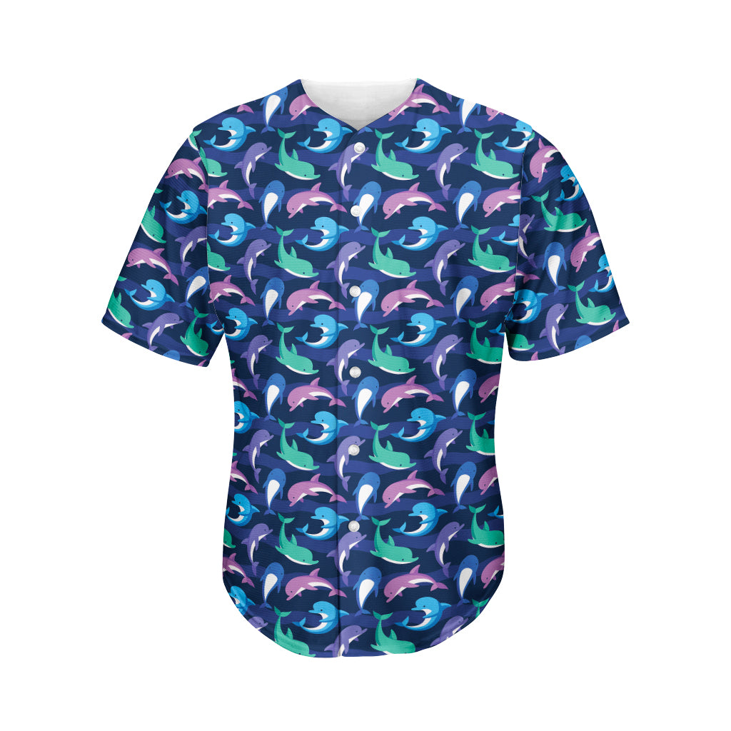 Colorful Dolphin Pattern Print Men's Baseball Jersey