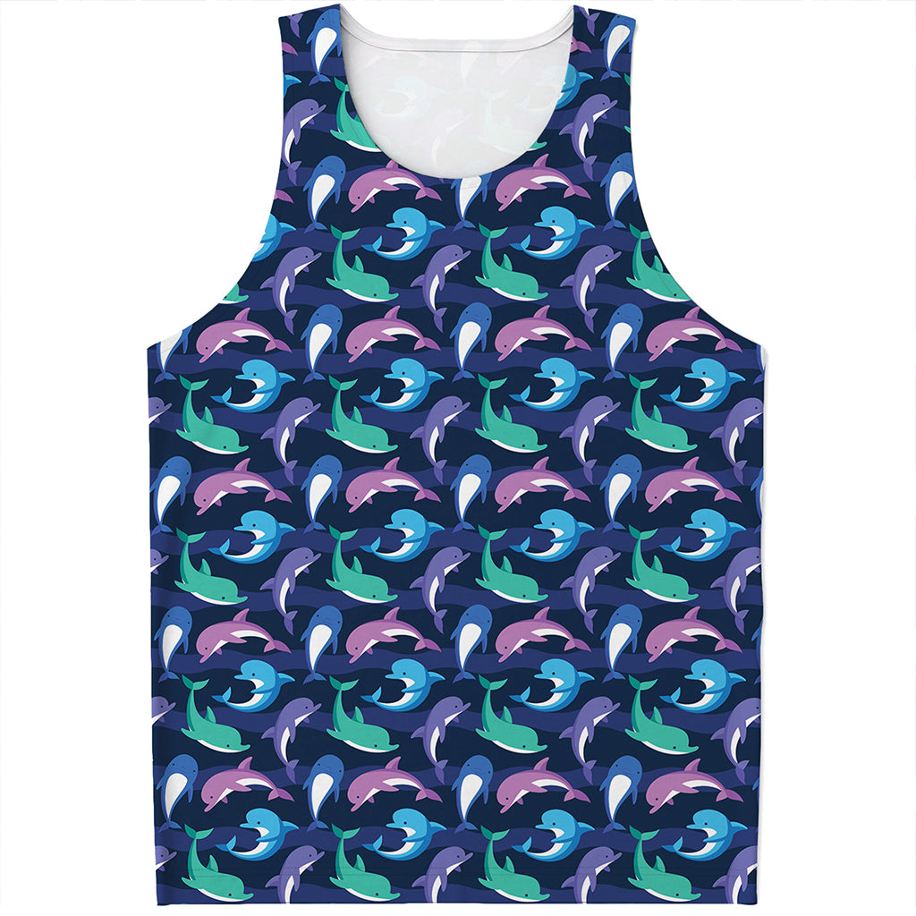 Colorful Dolphin Pattern Print Men's Tank Top