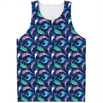 Colorful Dolphin Pattern Print Men's Tank Top