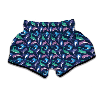 Colorful Dolphin Pattern Print Muay Thai Boxing Shorts