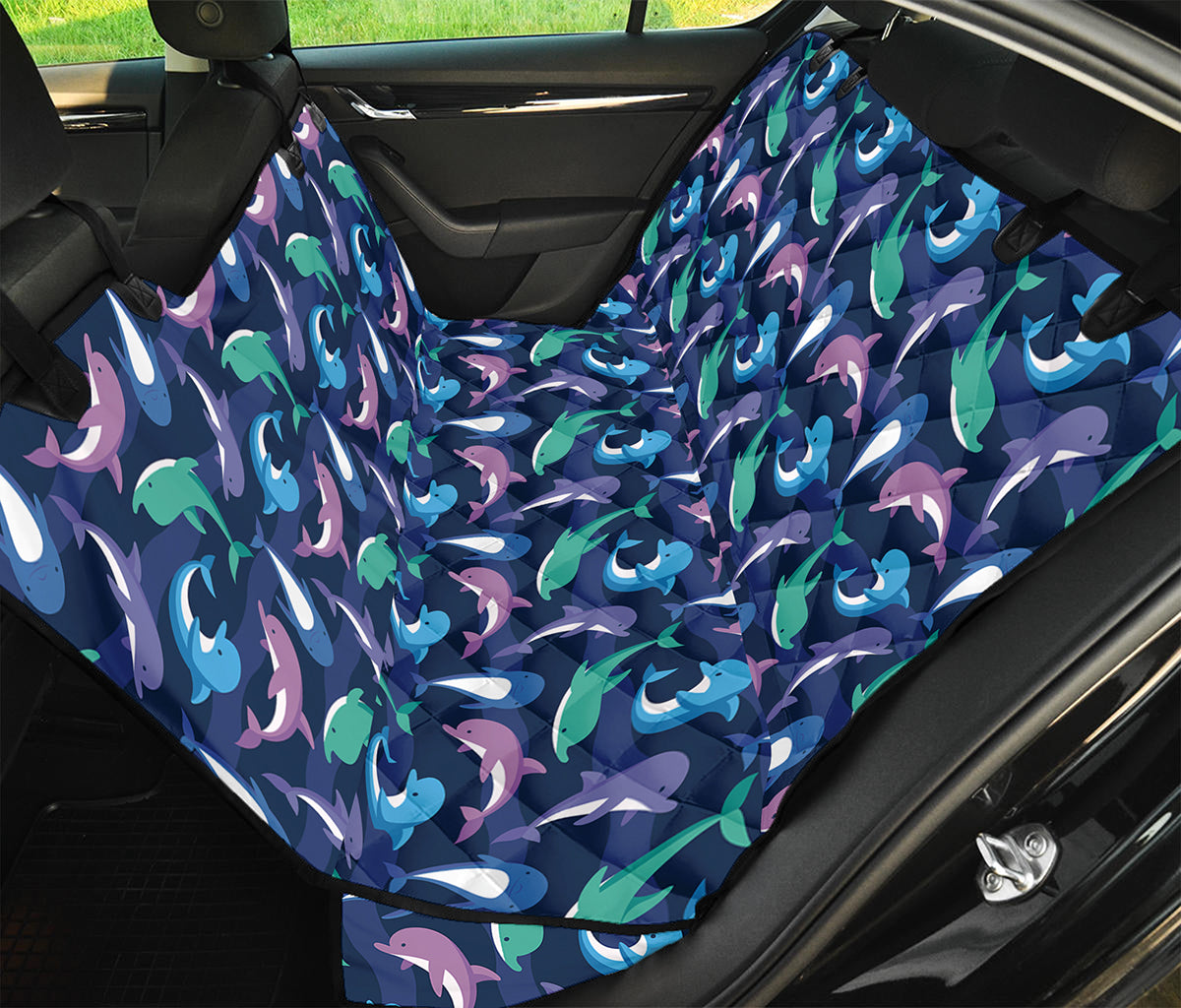 Colorful Dolphin Pattern Print Pet Car Back Seat Cover