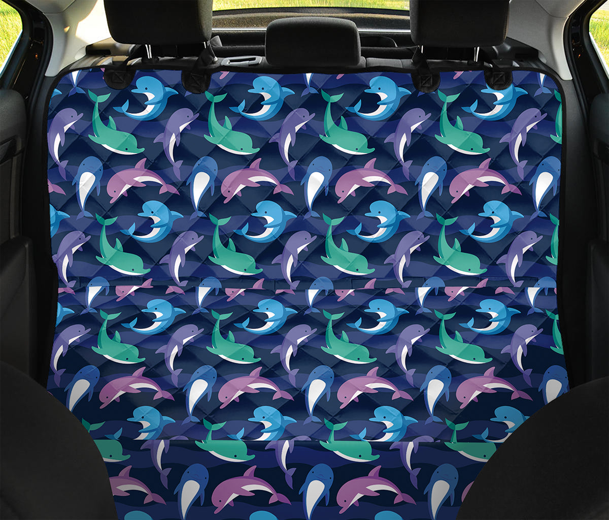 Colorful Dolphin Pattern Print Pet Car Back Seat Cover