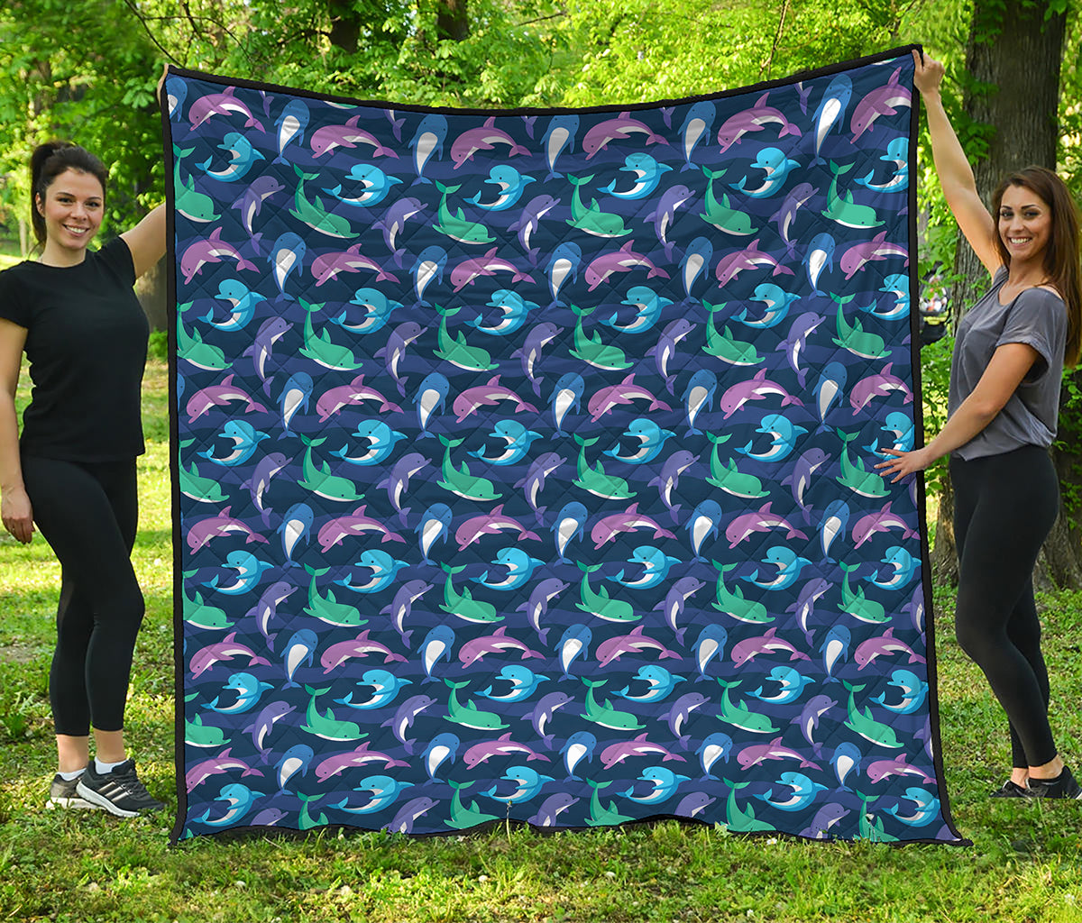 Colorful Dolphin Pattern Print Quilt
