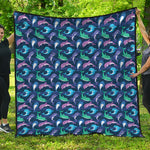 Colorful Dolphin Pattern Print Quilt