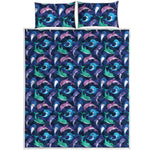 Colorful Dolphin Pattern Print Quilt Bed Set