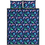 Colorful Dolphin Pattern Print Quilt Bed Set