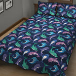 Colorful Dolphin Pattern Print Quilt Bed Set