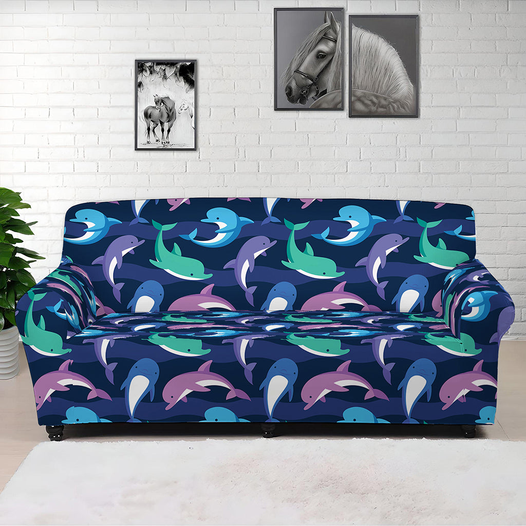 Colorful Dolphin Pattern Print Sofa Cover