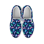 Colorful Dolphin Pattern Print White Slip On Shoes