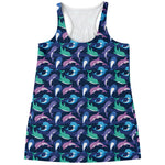 Colorful Dolphin Pattern Print Women's Racerback Tank Top
