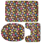 Colorful Donut Pattern Print 3 Piece Bath Mat Set