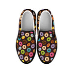 Colorful Donut Pattern Print Black Slip On Shoes