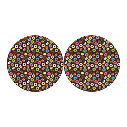 Colorful Donut Pattern Print Car Coasters