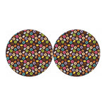 Colorful Donut Pattern Print Car Coasters