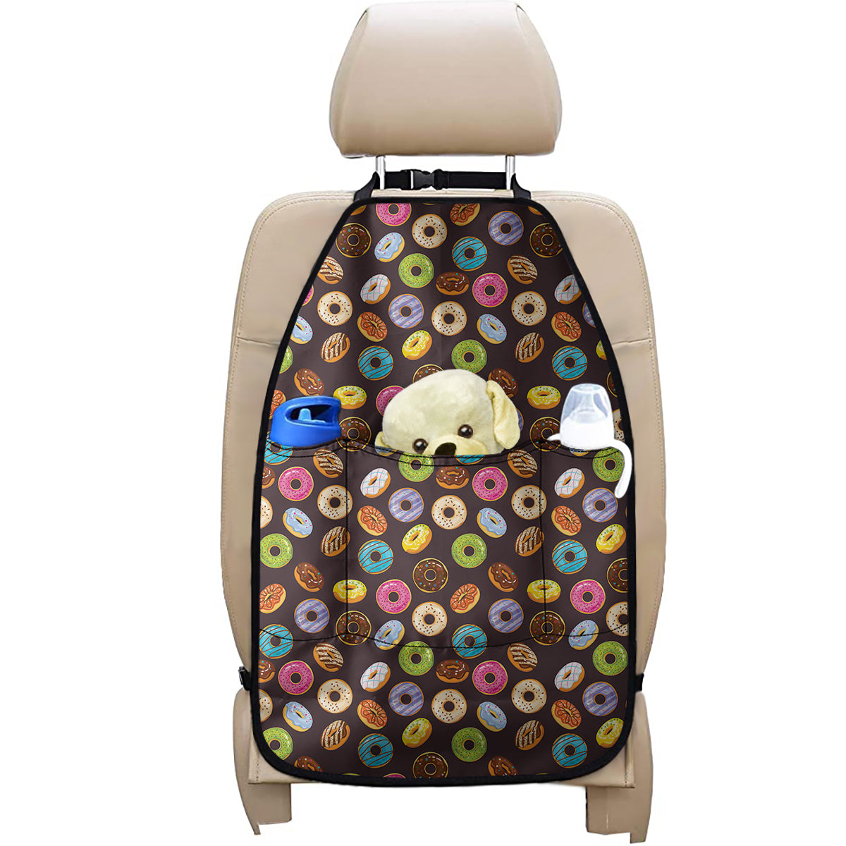 Colorful Donut Pattern Print Car Seat Organizers