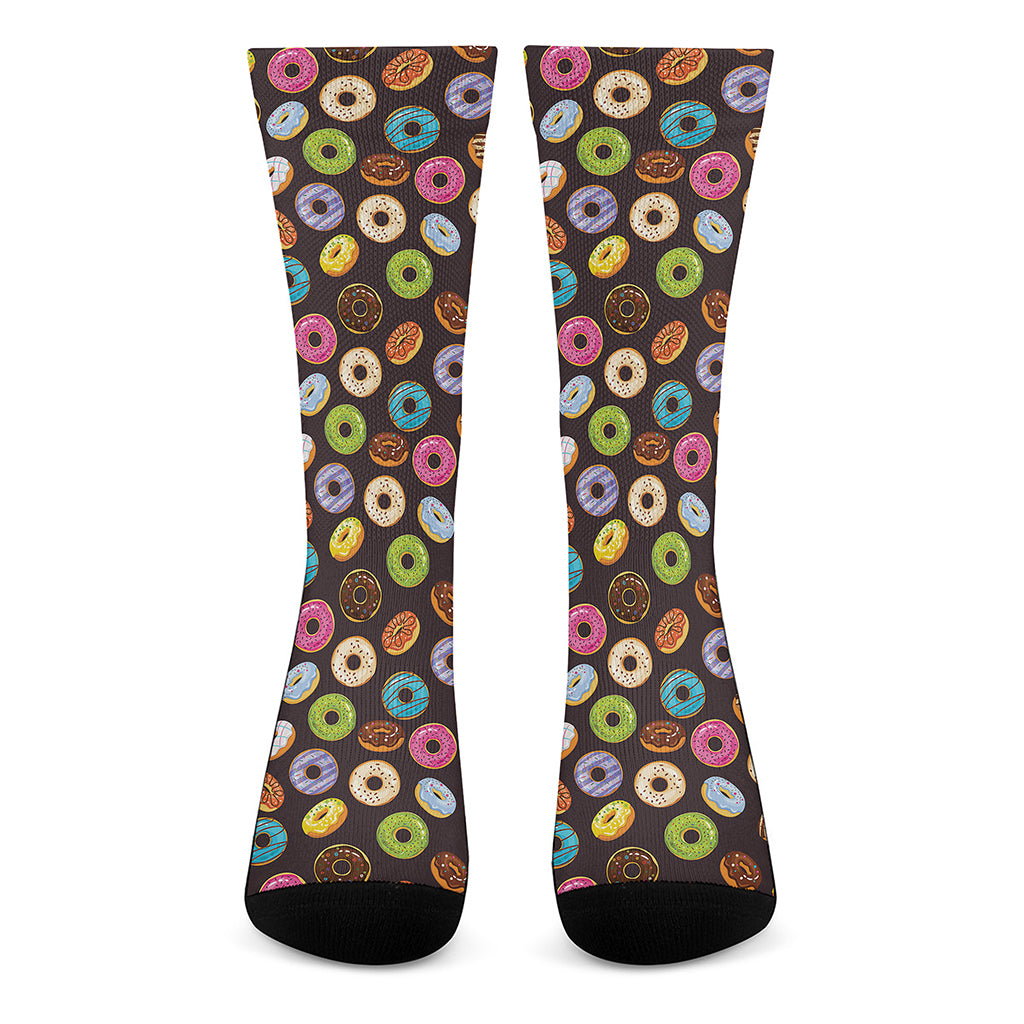 Colorful Donut Pattern Print Crew Socks