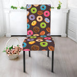 Colorful Donut Pattern Print Dining Chair Slipcover