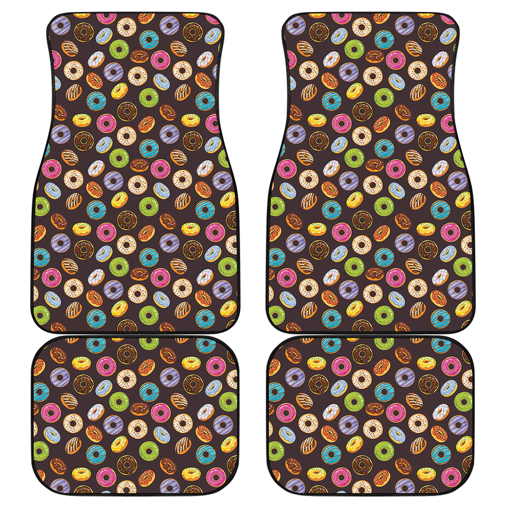 Colorful Donut Pattern Print Front and Back Car Floor Mats