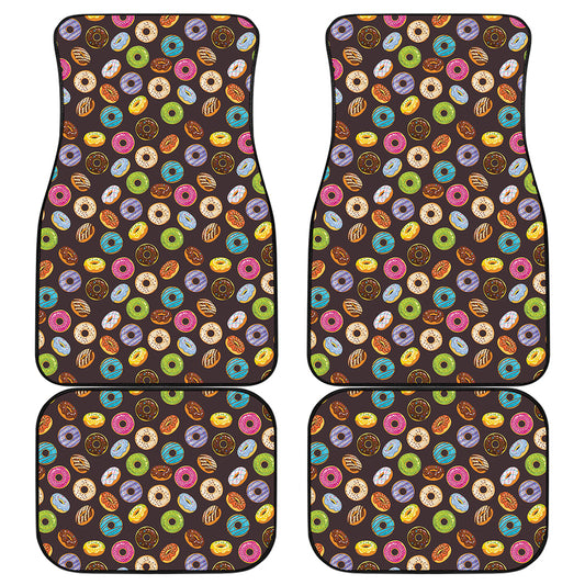 Colorful Donut Pattern Print Front and Back Car Floor Mats