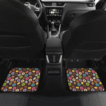 Colorful Donut Pattern Print Front and Back Car Floor Mats