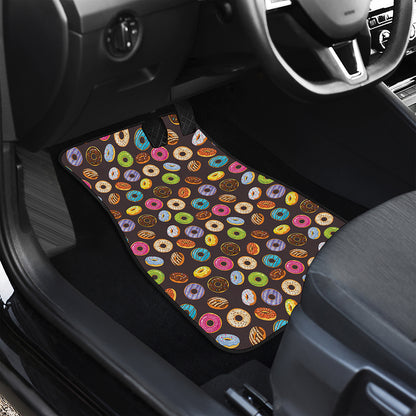 Colorful Donut Pattern Print Front and Back Car Floor Mats
