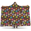 Colorful Donut Pattern Print Hooded Blanket