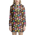 Colorful Donut Pattern Print Pullover Hoodie Dress