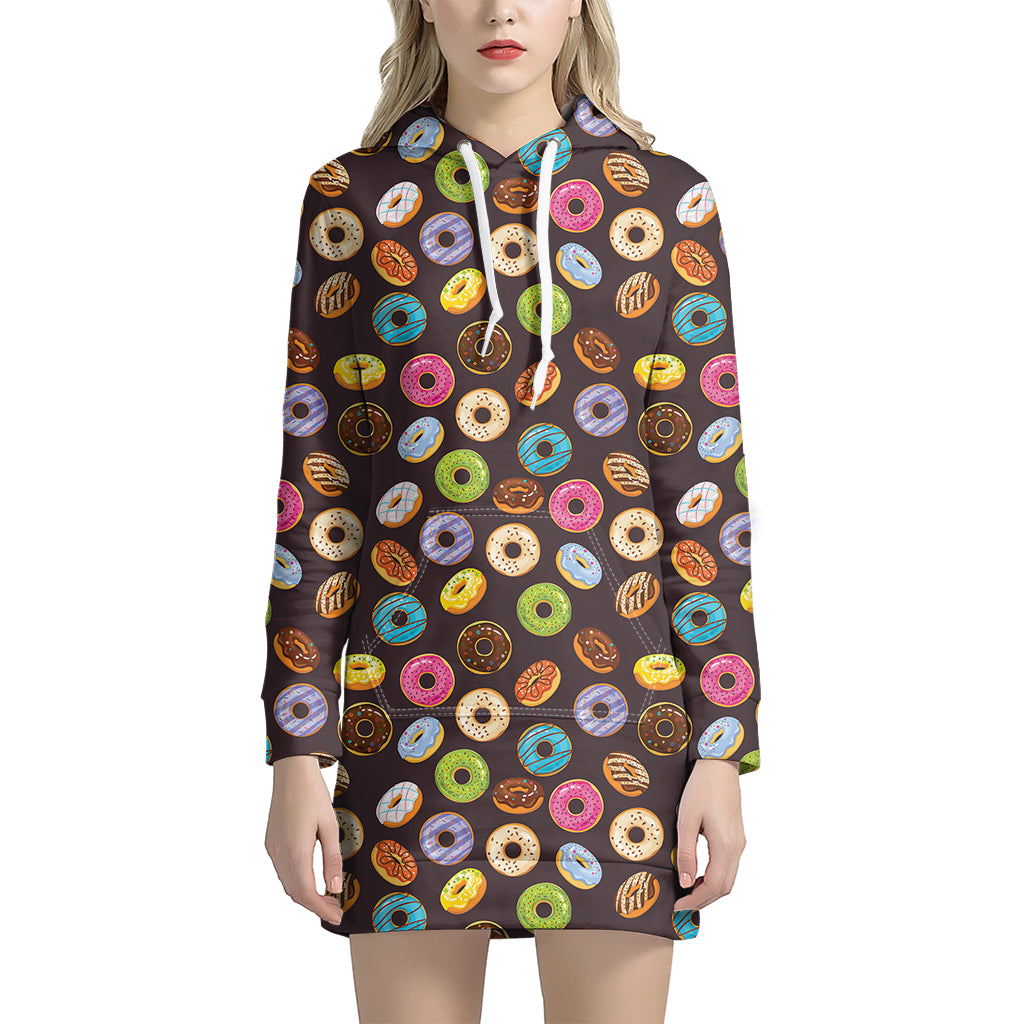 Colorful Donut Pattern Print Hoodie Dress