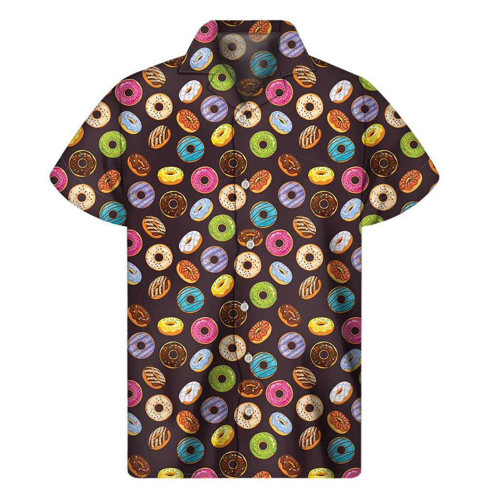 Colorful Donut Pattern Print Men's Short Sleeve Shirt