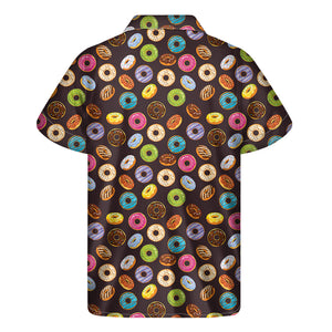 Colorful Donut Pattern Print Men's Short Sleeve Shirt