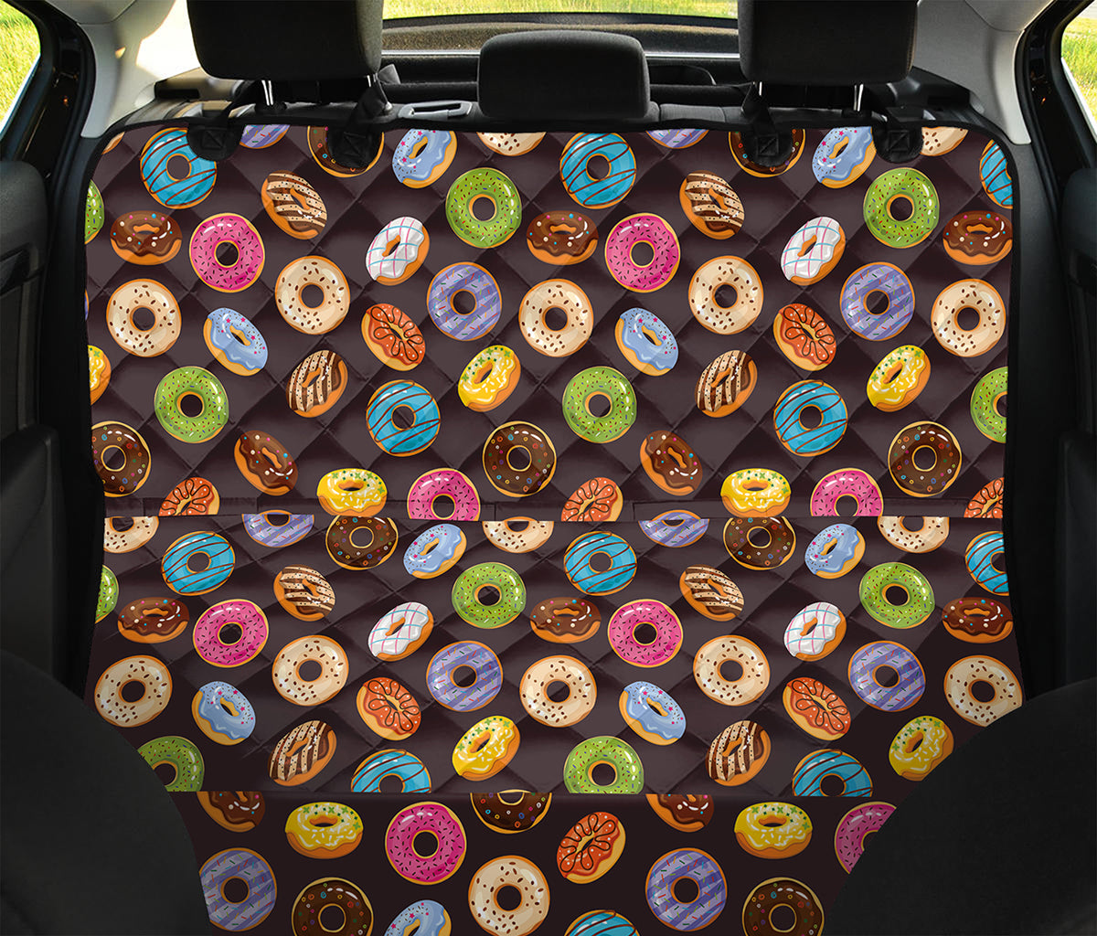 Colorful Donut Pattern Print Pet Car Back Seat Cover
