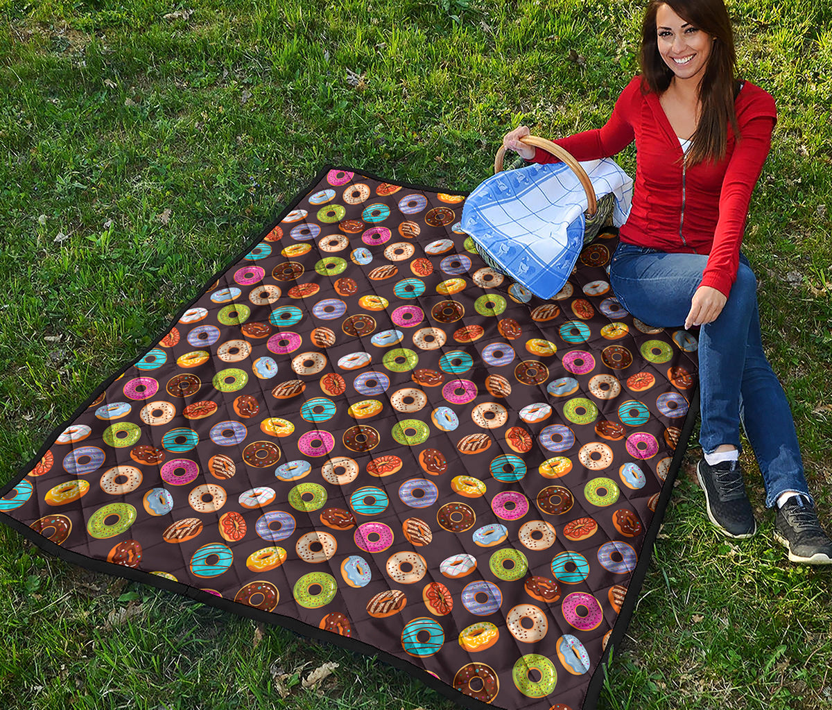 Colorful Donut Pattern Print Quilt
