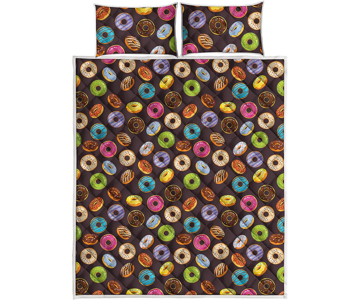 Colorful Donut Pattern Print Quilt Bed Set