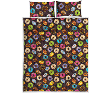 Colorful Donut Pattern Print Quilt Bed Set