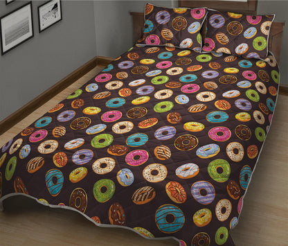 Colorful Donut Pattern Print Quilt Bed Set