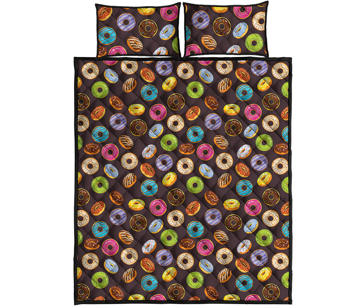 Colorful Donut Pattern Print Quilt Bed Set