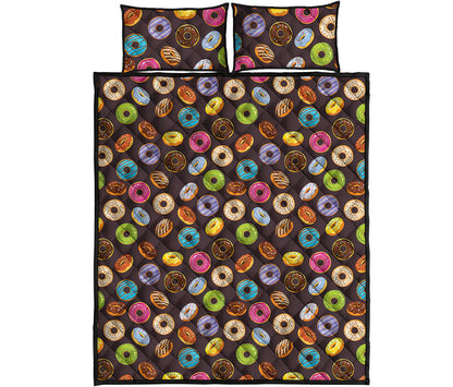 Colorful Donut Pattern Print Quilt Bed Set