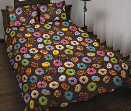 Colorful Donut Pattern Print Quilt Bed Set