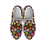 Colorful Donut Pattern Print White Slip On Shoes