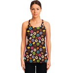Colorful Donut Pattern Print Women's Racerback Tank Top