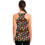 Colorful Donut Pattern Print Women's Racerback Tank Top