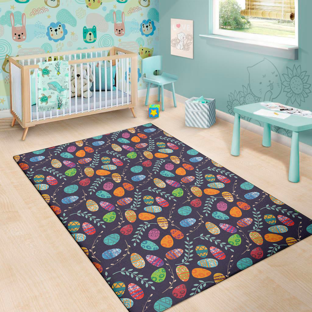 Colorful Easter Eggs Pattern Print Area Rug