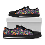 Colorful Easter Eggs Pattern Print Black Low Top Shoes