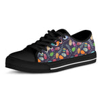 Colorful Easter Eggs Pattern Print Black Low Top Shoes