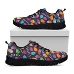 Colorful Easter Eggs Pattern Print Black Sneakers