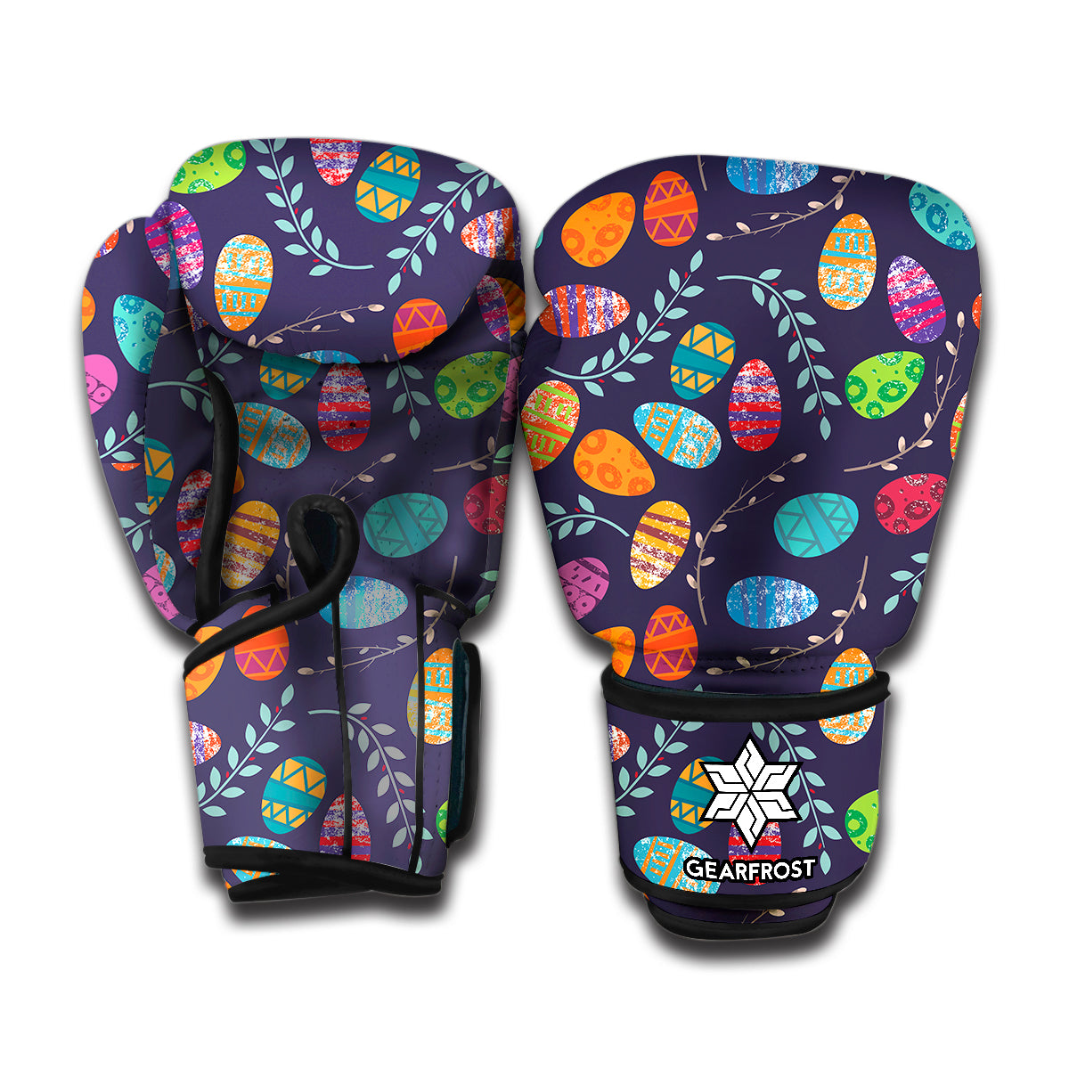Colorful Easter Eggs Pattern Print Boxing Gloves